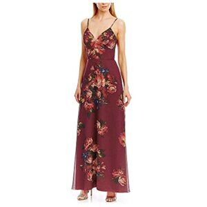 * Nicole Miller New York Floral Printed Spaghetti Strap Maxi Dress Gown sz 6